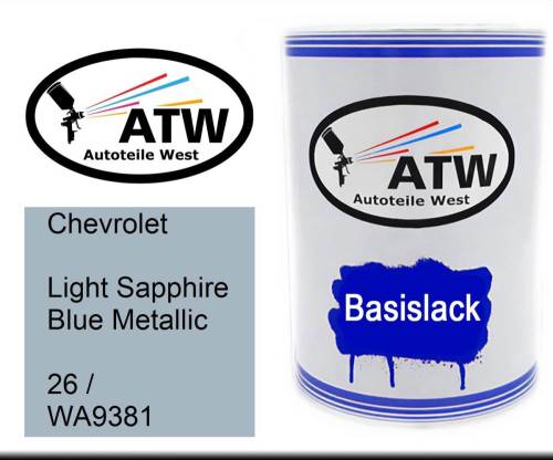 Chevrolet, Light Sapphire Blue Metallic, 26 / WA9381: 500ml Lackdose, von ATW Autoteile West.